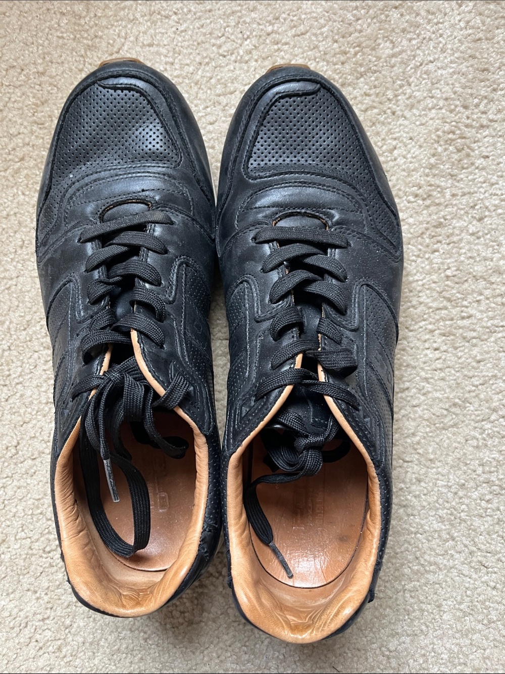 Men's Black Leather Casual Shoe - Unbranded